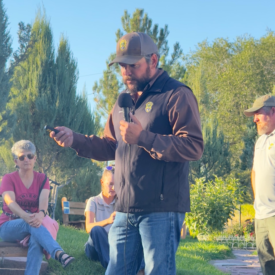 Cade Bowlin, IDFG, talking to the group.